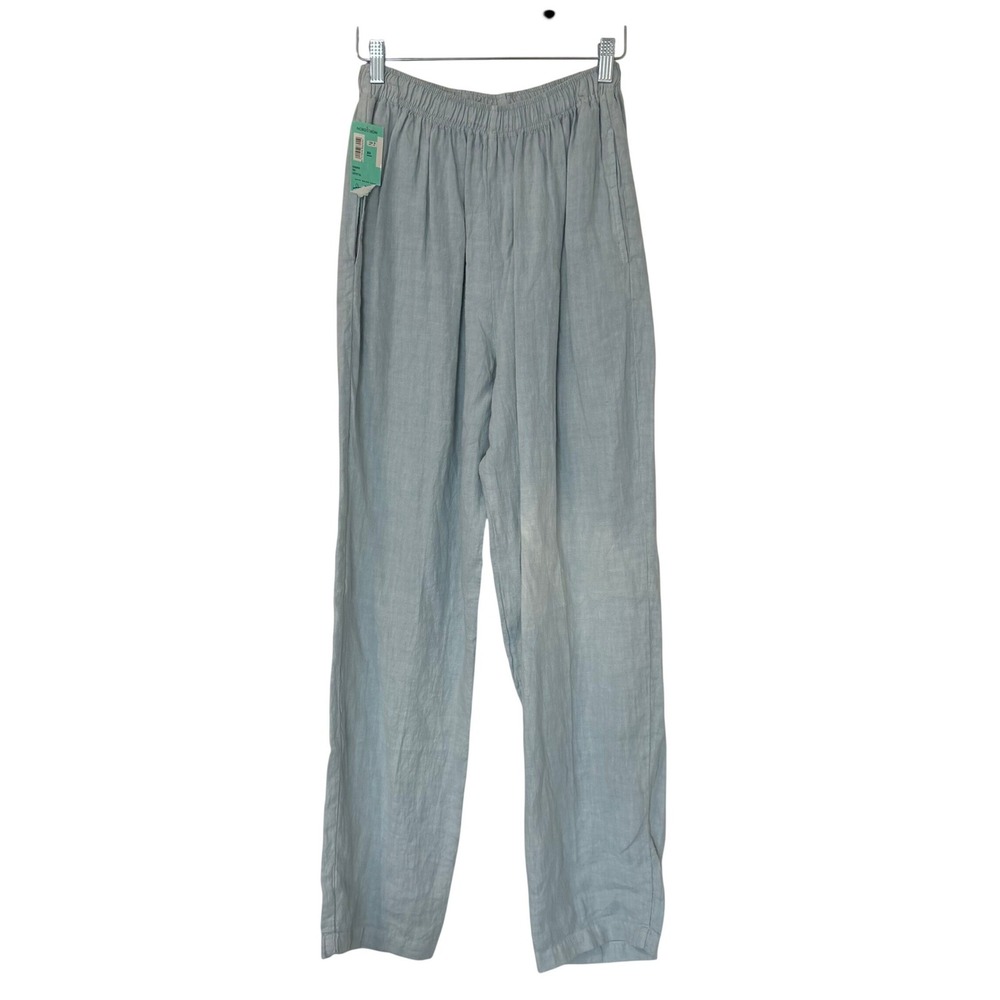 AG Sport Womens Light Blue 100% Linen High Rise Pull On Pants Small NWT USA